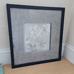 Framed Floral Lillies Art Print in Gray and Black